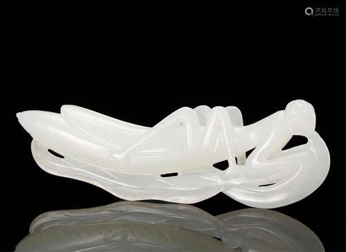 CHINESE WHITE JADE CARVED MANTIS