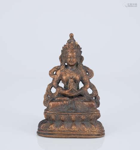 CHINESE BRONZE SEATED GUANYIN