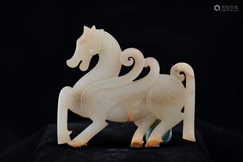 CHINESE ARCHAIC JADE HORSE