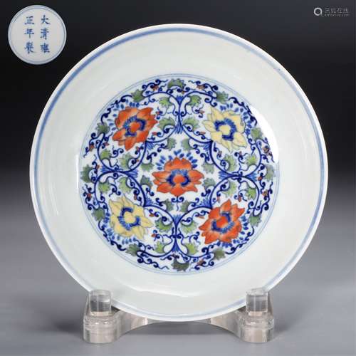 CHINESE BLUE AND WHITE PLATE WITH MARK