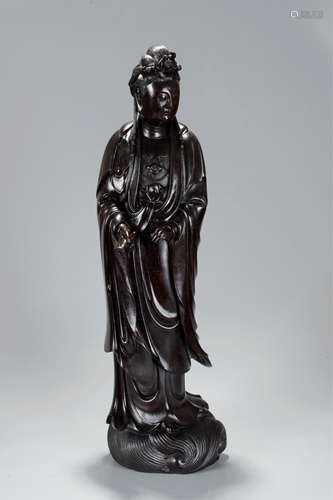 CHINESE HARDWOOD FIGURE OF GUANYIN