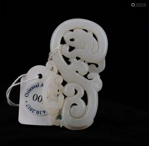 CHINESE WHITE JADE DRAGON PENDANT