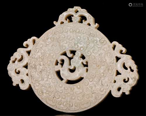 CHINESE ARCHAIC JADE BI DISK