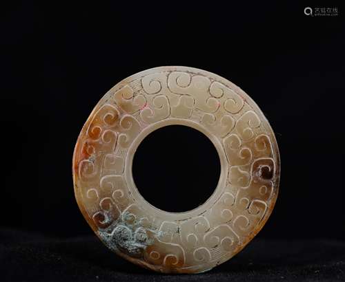 CHINESE ARCHAIC JADE BI DISK