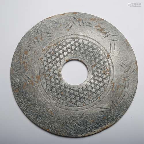 CHINESE ARCHAIC JADE BI DISK