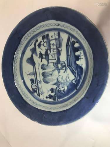 Qing Dynasty Blue and White Porcelain Plate