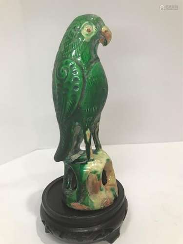 Chinese Qing Dynasty Famille Verte Porcelain Parrot