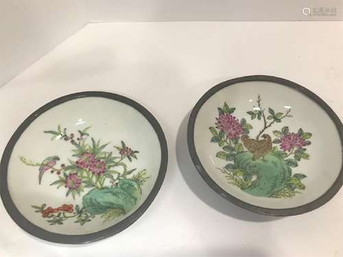 A Pair of Chinese MinGuo Famille Rose Porcelain Plates