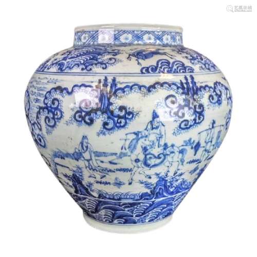 Chinese Ming Dynasty Blue and White Porcelain Jar