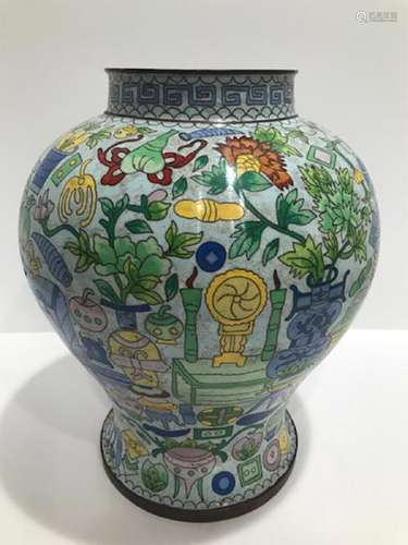 Qing Dynasty Period Chinese Cloisonne Enamel Vases