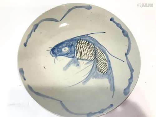 Chinese Qing Dynasty Blue and White Porcelain Plate