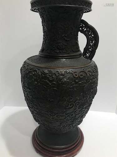 Chinese Qing Dynasty Patinated  Bronze Vase