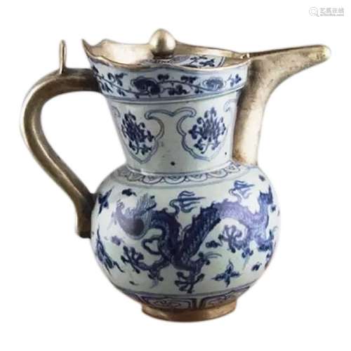 Chinese Ming Dynasty Style Blue and White Tea pot
