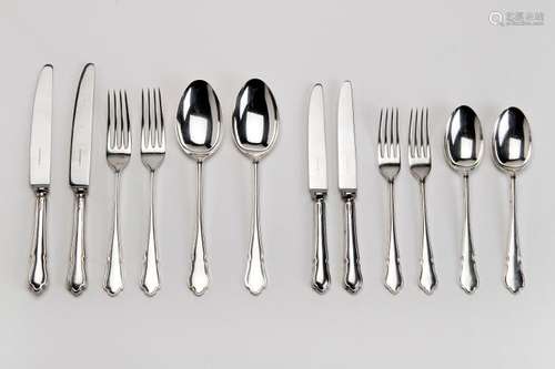 An English silver collection of flatware