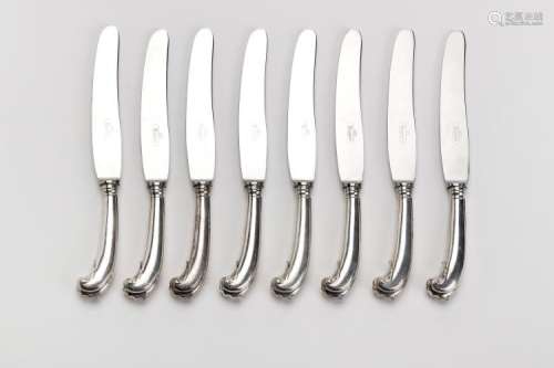 Twelve Dutch silver dessert knives with pistol handle