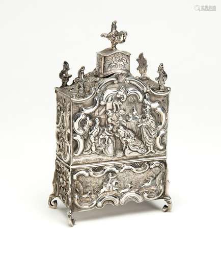 A silver Dutch tea caddy