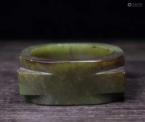 A QIJIA CULTURE JADE CONG PENDANT