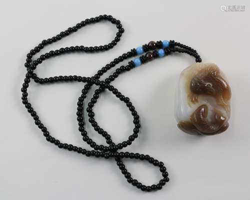 HETIAN JADE FISH & EAGLE DESIGN PENDANT