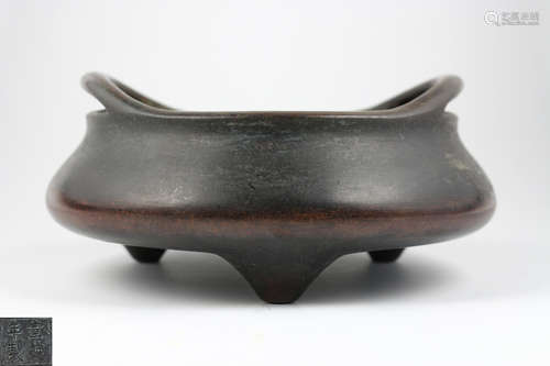 XUANDE NIANZHI MARK BRONZE TRIPOD CENSER