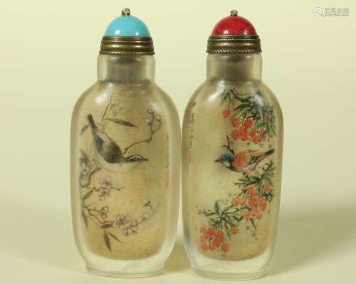 PAIR OF GLASS INSIDE PAINTING SNUFF BOTTLE