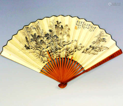 VINTAGE CHINESE PAINTED FAN