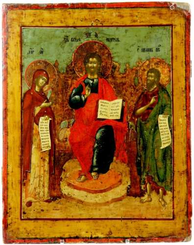 A painted Russian Deisis icon
