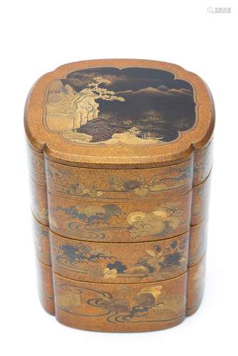 A Japanese lacquer four tiers stack