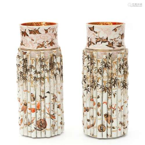 A pair of Japanese Kutani porcelain vases