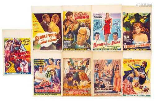 A collection of nine film posters