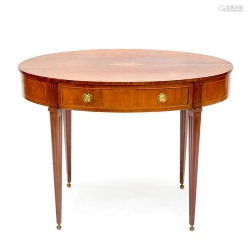 An oval side table