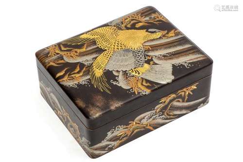 A large Japanese lacquer box and cover