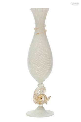 A Murano white and gilt glass vase