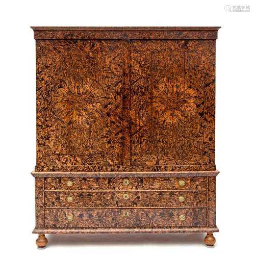 An Amboina-wood veneered cabinet