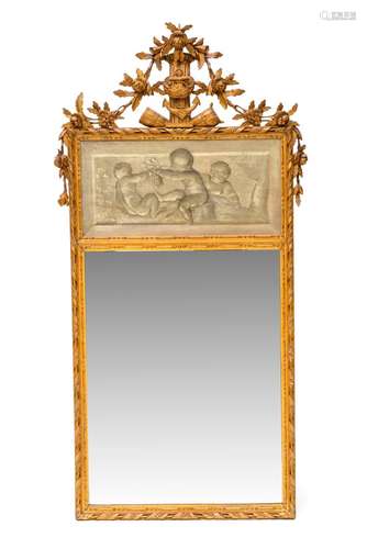 A Louis XVI mirror with grisaille painting