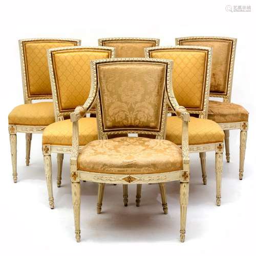 A set of six Louis XVI style dining chairs