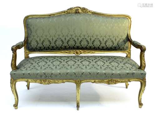 A gilt wooden Louis XV bench