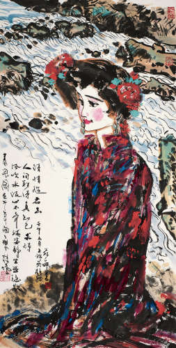 林墉（b.1942） 2002年作 春风图 镜框 设色纸本