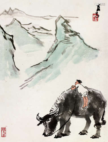 李可染（1907～1989） 看山图 立轴 设色纸本