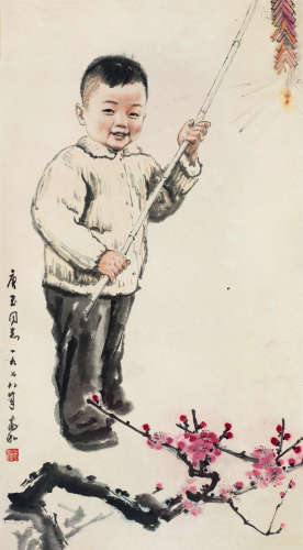 蒋兆和（1904～1986） 新年 立轴 设色纸本