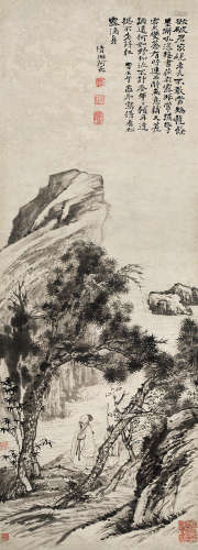 石涛（1642～1708） 1702年作 松涧听泉 立轴 水墨纸本