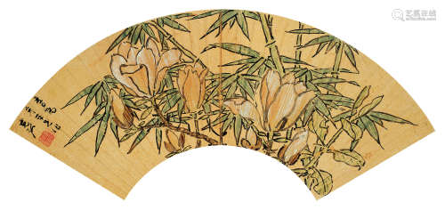 孙克弘（1533～1611） 花卉 扇面 设色金笺