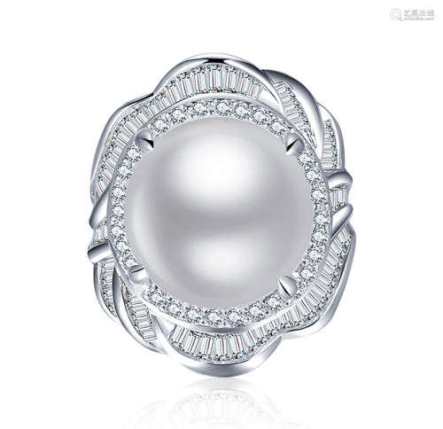 珍珠 配 钻石 戒指