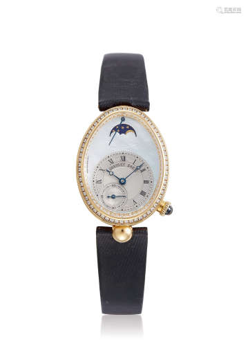 宝玑那不勒斯皇后系列18K黄金镶钻配备月相功能女装腕表