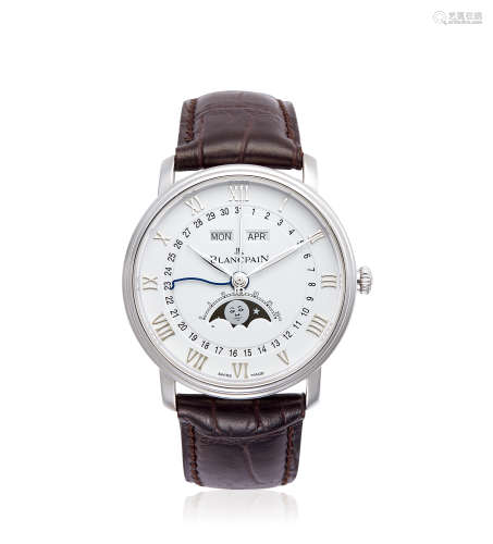 宝珀经典系列精钢年历配备月相显示功能腕表