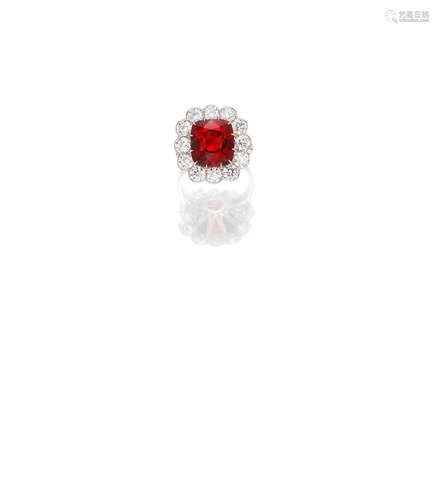 A Spinel and Diamond Ring