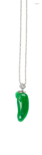 A Jadeite and Diamond Pendant Necklace