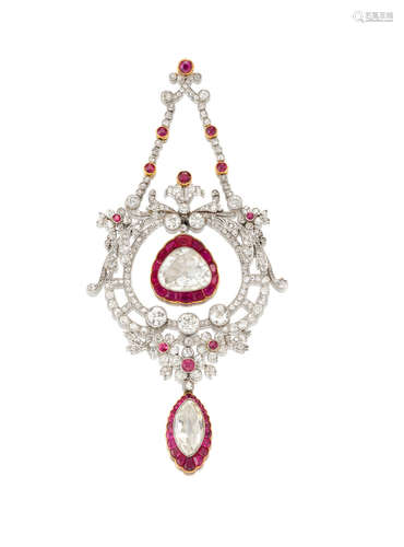 A Fine Belle Époque Ruby and Diamond Pendant, Circa 1910