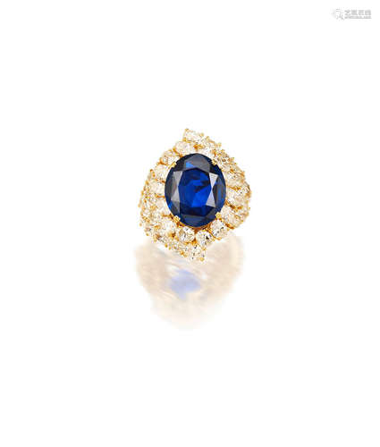 A Sapphire and Diamond Ring