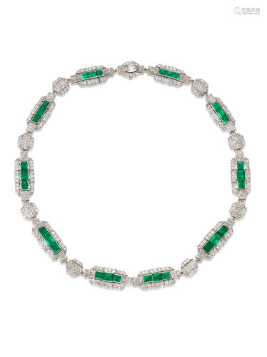 An Early 20TH Century Emerald and Diamond Necklace, by Boucheron, Circa 1920