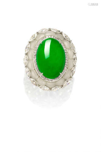 A Jadeite and Diamond Ring